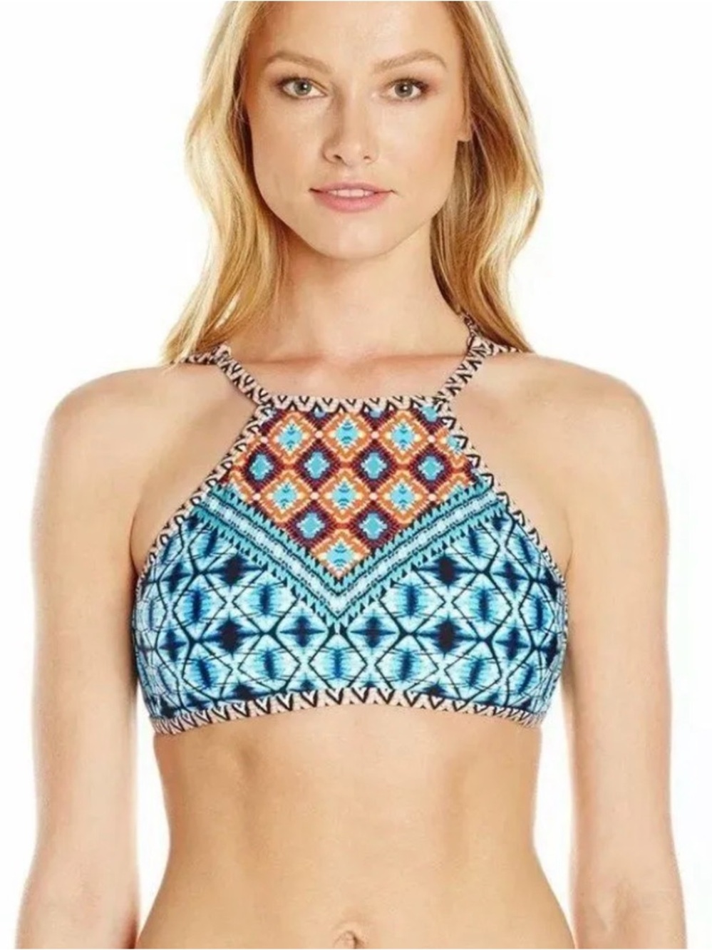 NWT Kenneth Cole Halter Swim Bikini Size Small Tribal Ikat indie Strappy Boho